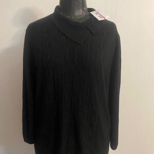 Allison Daley Black Knit split neck sweater, size XL